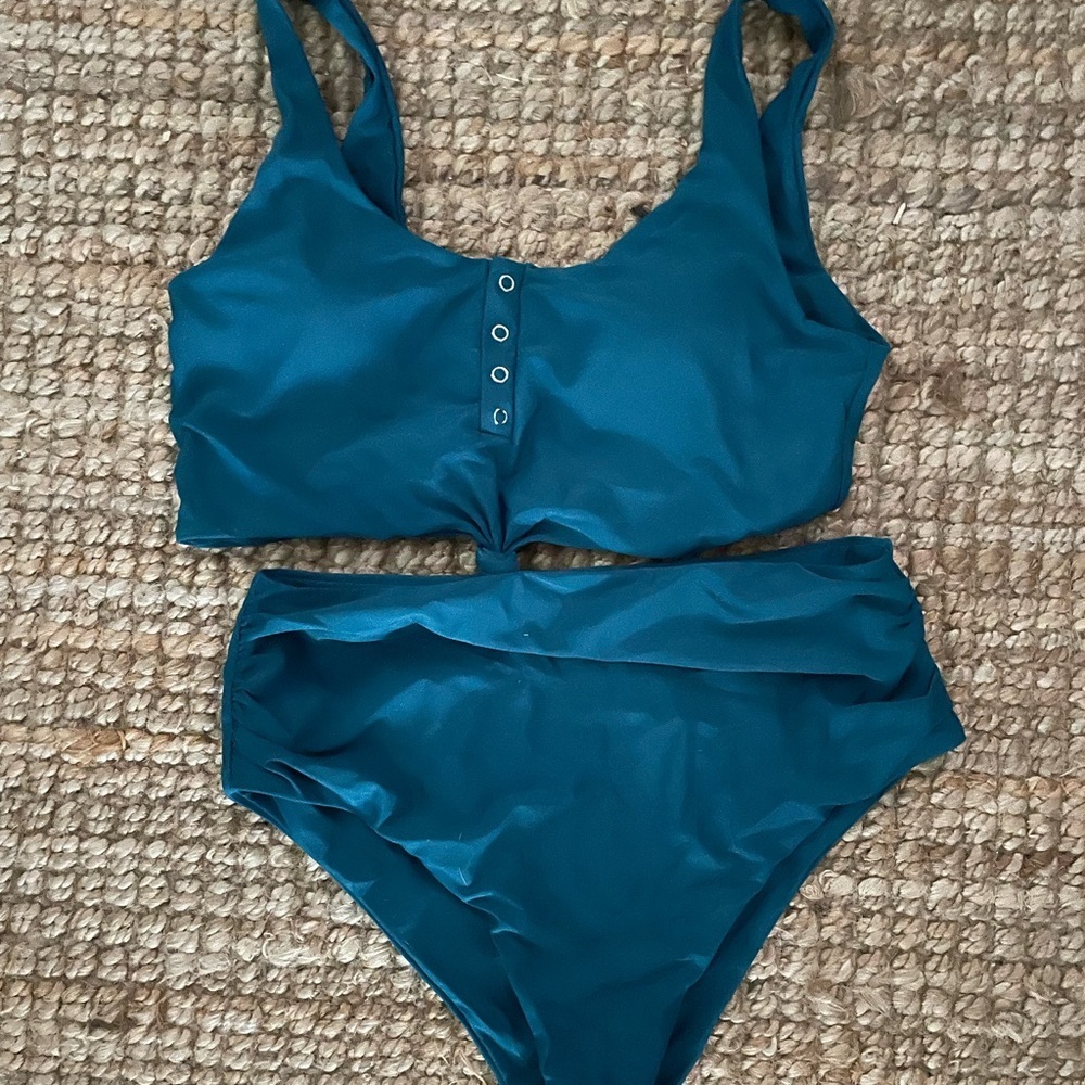 Teal High Waisted Bikini Set